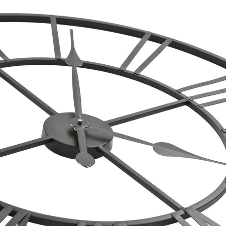 Orologio da Parete al Quarzo in Metallo Robusto Design Vintage 80 cm XXL Nero