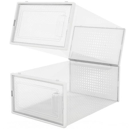 Set 6 Scatole Portascarpe Impilabili Salvaspazio Trasparente 33.5x23x14.5cm