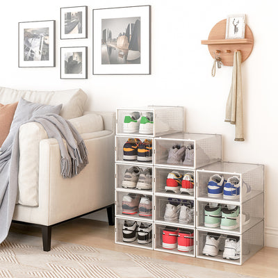 Set 6 Scatole Portascarpe Impilabili Salvaspazio Trasparente 33.5x23x14.5cm