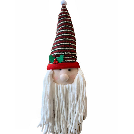 Puntale per albero buffo babbo natale con cappello e barba h 45 cm decorazione