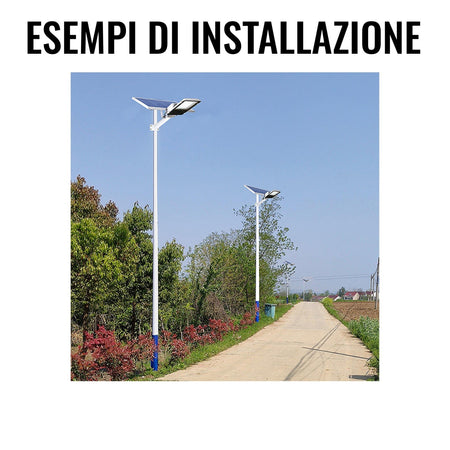 Lampione Stradale LED 1000W Completo di pannello SOLARE Telecomando e STAFFA Luce 6500K IP67