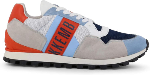Bikkembergs BKE109293 Sneakers Uomo camoscio Bianco Azzurro e Arancione.