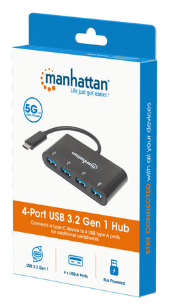 Hub USB-C&trade 3.1 SuperSpeed 4 Porte USB-A 3.0 Femmina Nero