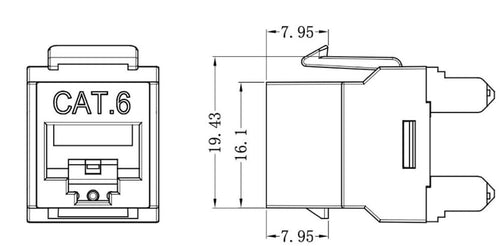 Frutto Keystone RJ45 UTP Cat.6 180° Bianco