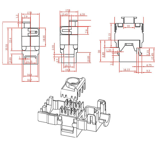 Frutto Keystone RJ45 Cat.6A STP Tooless