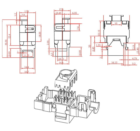 Frutto Keystone RJ45 Cat.6A STP Tooless