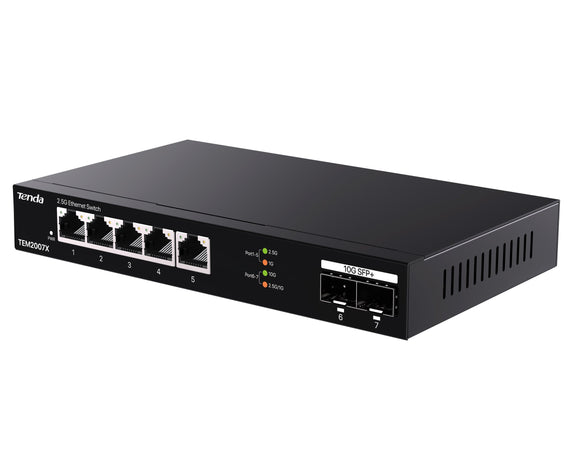Switch con 5 porte 2.5G Ethernet e 2 slot SFP+ da 10G, TEM2007X