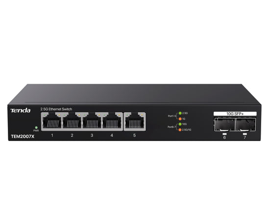 Switch con 5 porte 2.5G Ethernet e 2 slot SFP+ da 10G, TEM2007X