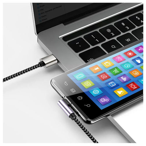 Cavo USB-C&trade Maschio 2.0 / USB-C&trade Maschio Angolato 3A 2 m Alluminio