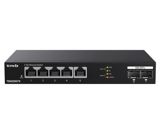 Switch con 5 porte 2.5G Ethernet e 2 slot SFP+ da 10G, TEM2007X