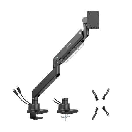 Supporto da Tavolo per Monitor Singolo 17-57'' con Molla a Gas in Alluminio Ultra Resistente con Porte USB