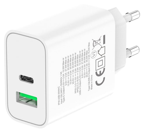 Caricatore Alimentatore USB-C&trade 30W e USB-A QC3.0 da Muro