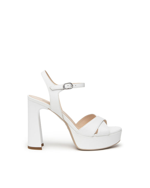 Nero Giardini sandali donna in pelle bianco con plateau E410211D707