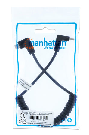 Cavo di Ricarica USB-C&trade a Micro-USB 1m Spiralato Nero