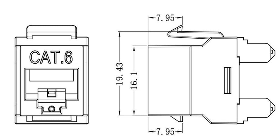 Frutto Keystone RJ45 UTP Cat.6 180&deg Bianco