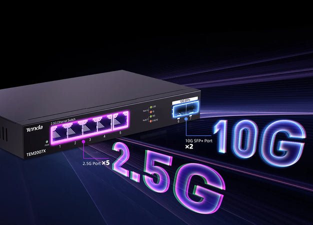 Switch con 5 porte 2.5G Ethernet e 2 slot SFP+ da 10G, TEM2007X