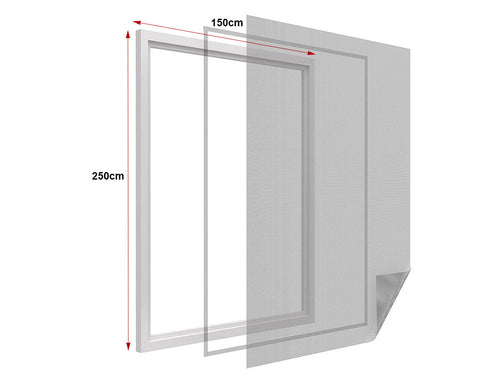 Kit Zanzariera Per Finestra Grande Misura 150X250cm Adesiva Con Nastro Nero