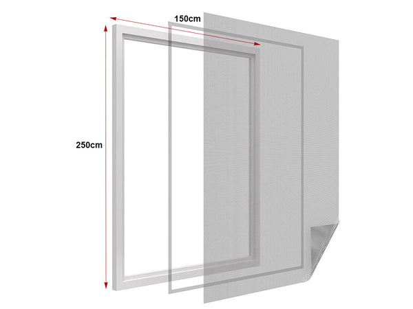 Kit Zanzariera Per Finestra Grande Misura 150X250cm Adesiva Con Nastro Nero