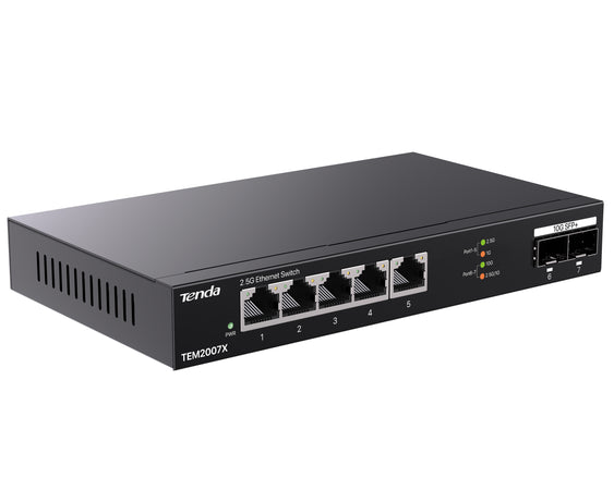 Switch con 5 porte 2.5G Ethernet e 2 slot SFP+ da 10G, TEM2007X