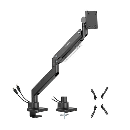 Supporto da Tavolo per Monitor Singolo 17-57'' con Molla a Gas in Alluminio Ultra Resistente con Porte USB
