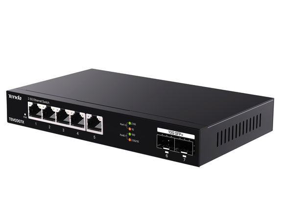 Switch con 5 porte 2.5G Ethernet e 2 slot SFP+ da 10G, TEM2007X