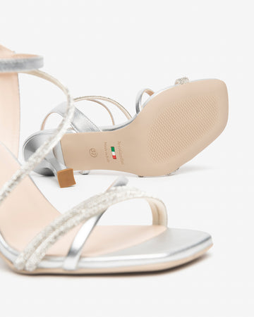 Nero Giardini sandali donna in pelle laminato argento E615673DE700