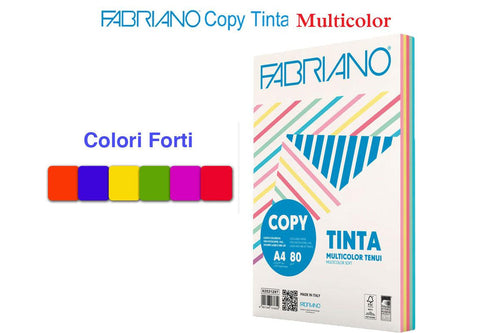 Risma carta copy tinta A4 80gr Multicolor forti 250 fogli