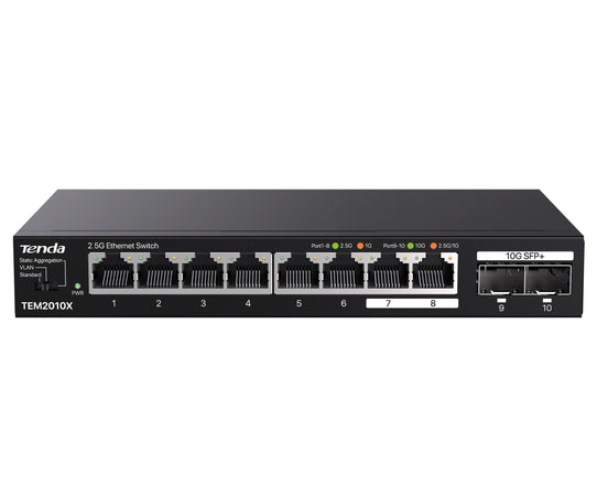 Switch con 8 porte 2.5G Ethernet e 2 porte SFP+ da 10G, TEM2010X