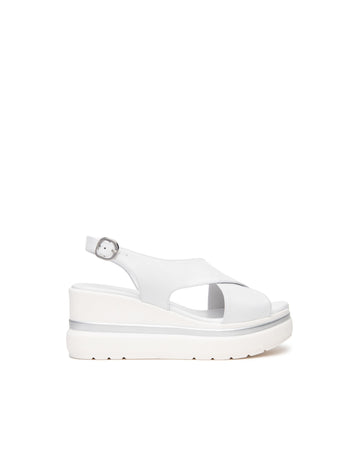 Nero Giardini sandali donna in pelle bianco con zeppa E513515D707