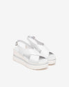 Nero Giardini sandali donna in pelle bianco con zeppa E513515D707