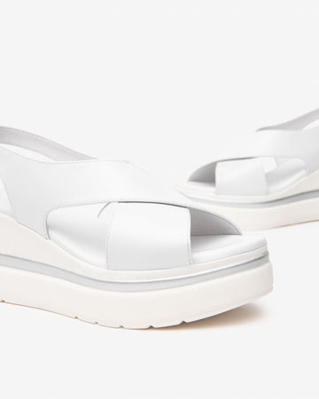 Nero Giardini sandali donna in pelle bianco con zeppa E513515D707