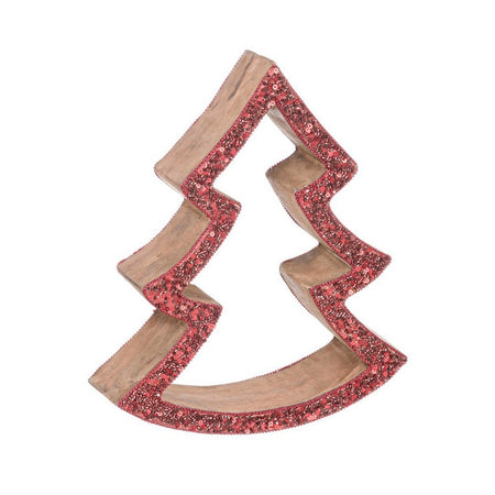 Pino decorativo "Clermont" in legno con glitter per decorazioni natalizie