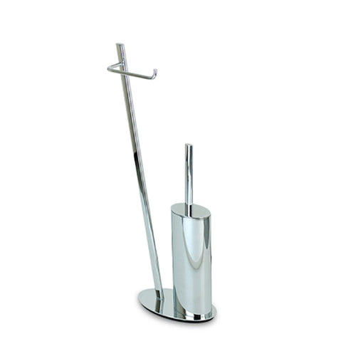 Piantana bagno water in ottone cromato design ovale inclinato - piantana bagno