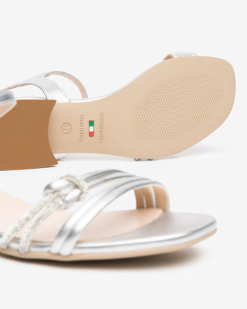 Nero Giardini sandali donna in pelle argento con nodo E615731D700