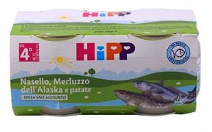Hipp bio omogeneizzato nasello merluzzo patate 2vasettix80g