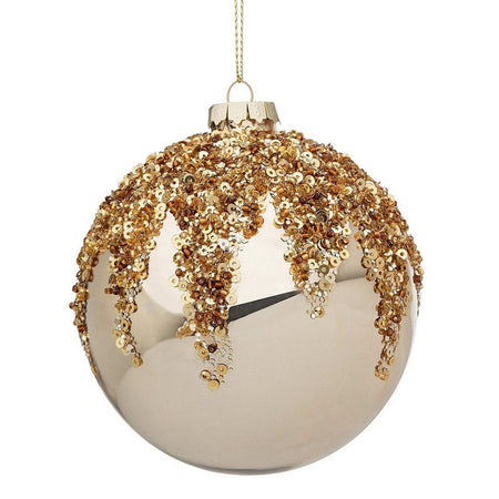 Palline in vetro "Oro Triumph" per albero di Natale moderno da Ø10 cm set da 4 sfere