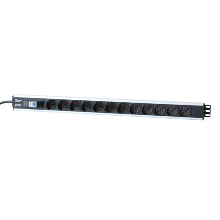 Techly I-CASE STRIP-12A unità di distribuzione dell'energia (PDU) 12 presa(e) AC 1U Nero, Argento