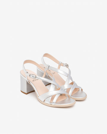 Nero Giardini sandali donna in pelle laminato argento E615753D700