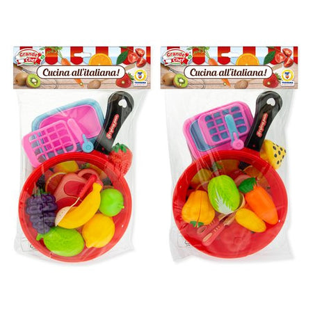 Playset Frutta e Verdura con padella Teorema 68131 GRANDE CHEF Assorti