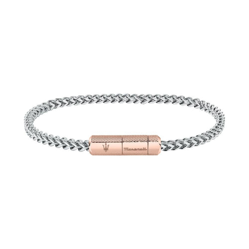 Bracciale MASERATI uomo Logo acciaio / tag oro rosa