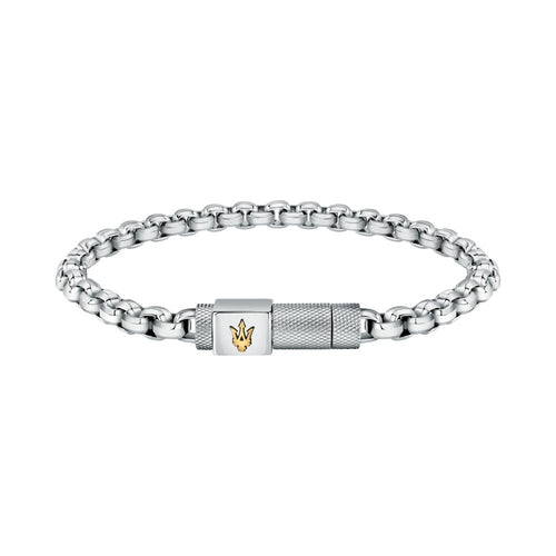 Bracciale MASERATI uomo Logo acciaio con logo dorato