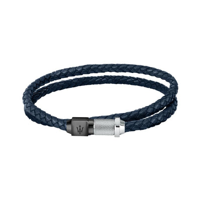 Bracciale MASERATI uomo pelle blu / acciaio