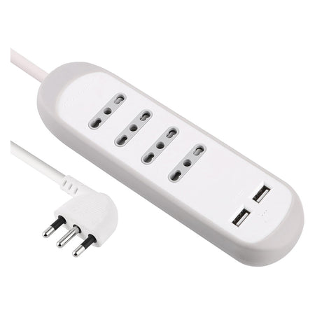 MULTIPRESA BIVALENTE 'GUMMY' 4 prese bival.10/16A + 2 USB 2,1A - art.62061