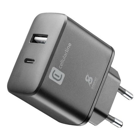 Caricabatterie Cellular Line ACHSMUSB2PD25WK FAST CHARGER 25W Dual Pow