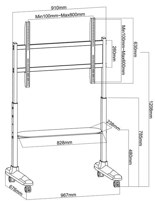 Supporto da Pavimento TV LCD/LED 32-90'' con Mensola
