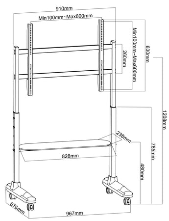 Supporto da Pavimento TV LCD/LED 32-90'' con Mensola