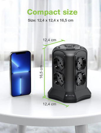 Multipresa da Tavolo a Torretta Salvaspazio 8 Prese Schuko 2 USB-A e 2 USB-C&trade