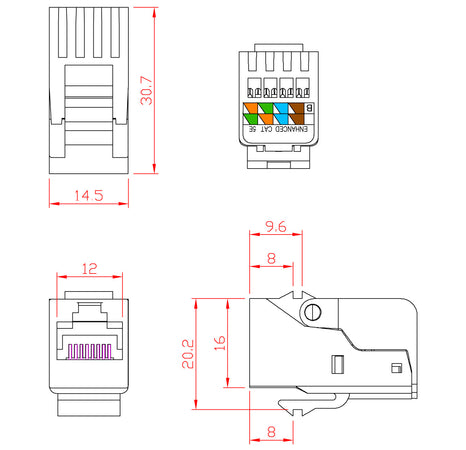 Frutto Keystone RJ45 UTP Cat.5E Tooless Bianco