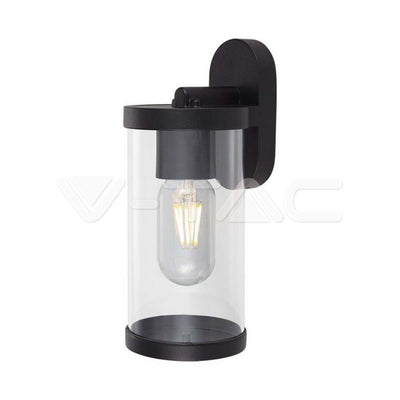 Lampada LED da Giardino Cilindrica con Portalampada E27 con Corpo Nero Copertura Trasparente IP44