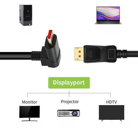Cavo Audio/Video DisplayPort 1.4 8K M/M Angolato 90&deg 1m Nero